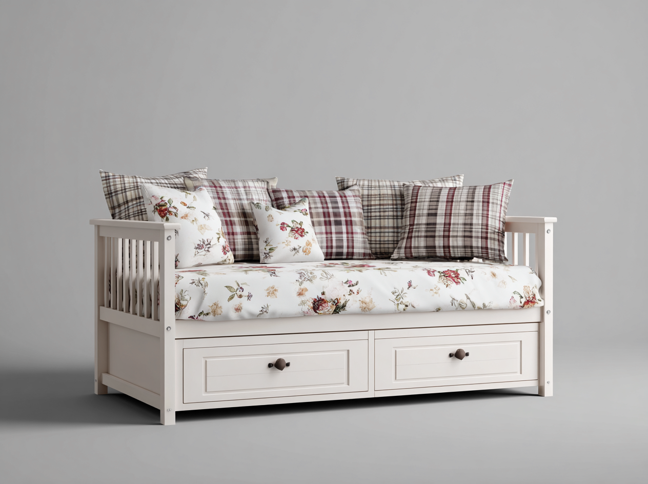 Sofás cama madera con 2 cajones 198x95x88 cm - blanco - estilo clásico funcional-Cozymyhaus