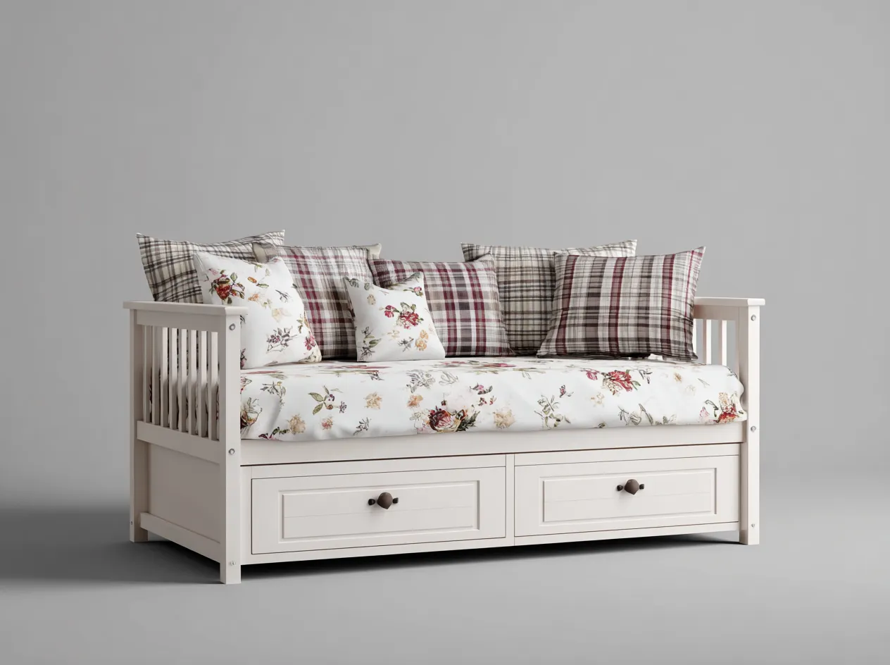 Sofás cama madera con 2 cajones 198x95x88 cm - blanco - estilo clásico funcional-Cozymyhaus