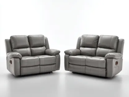 Conjunto de sofás reclinables cuero sintético 150x95x102 cm gris para salón - diseño moderno-Cozymyhaus