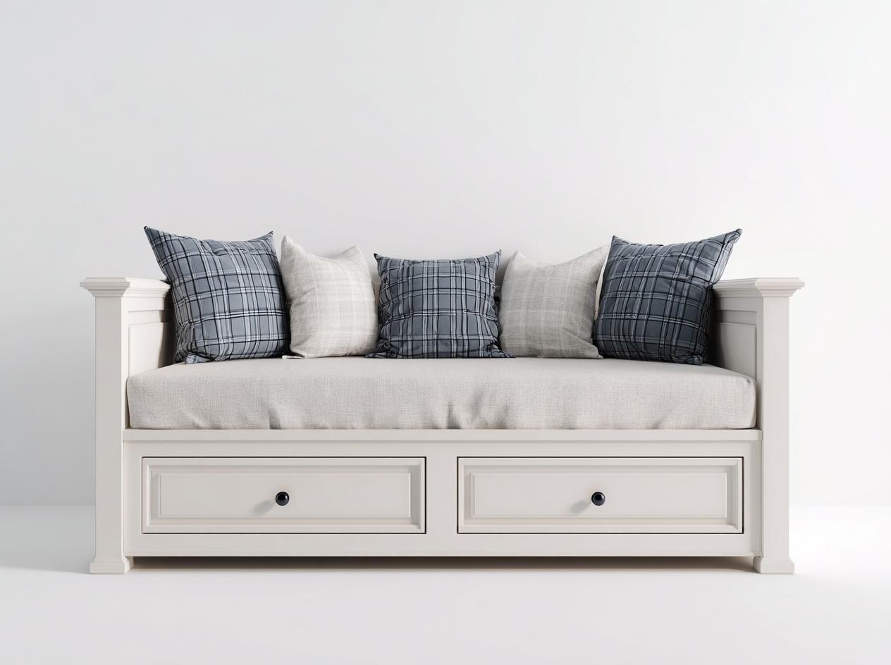 Sofás cama madera con cajones 200x92x88 cm - blanco - estilo clásico funcional-Cozymyhaus