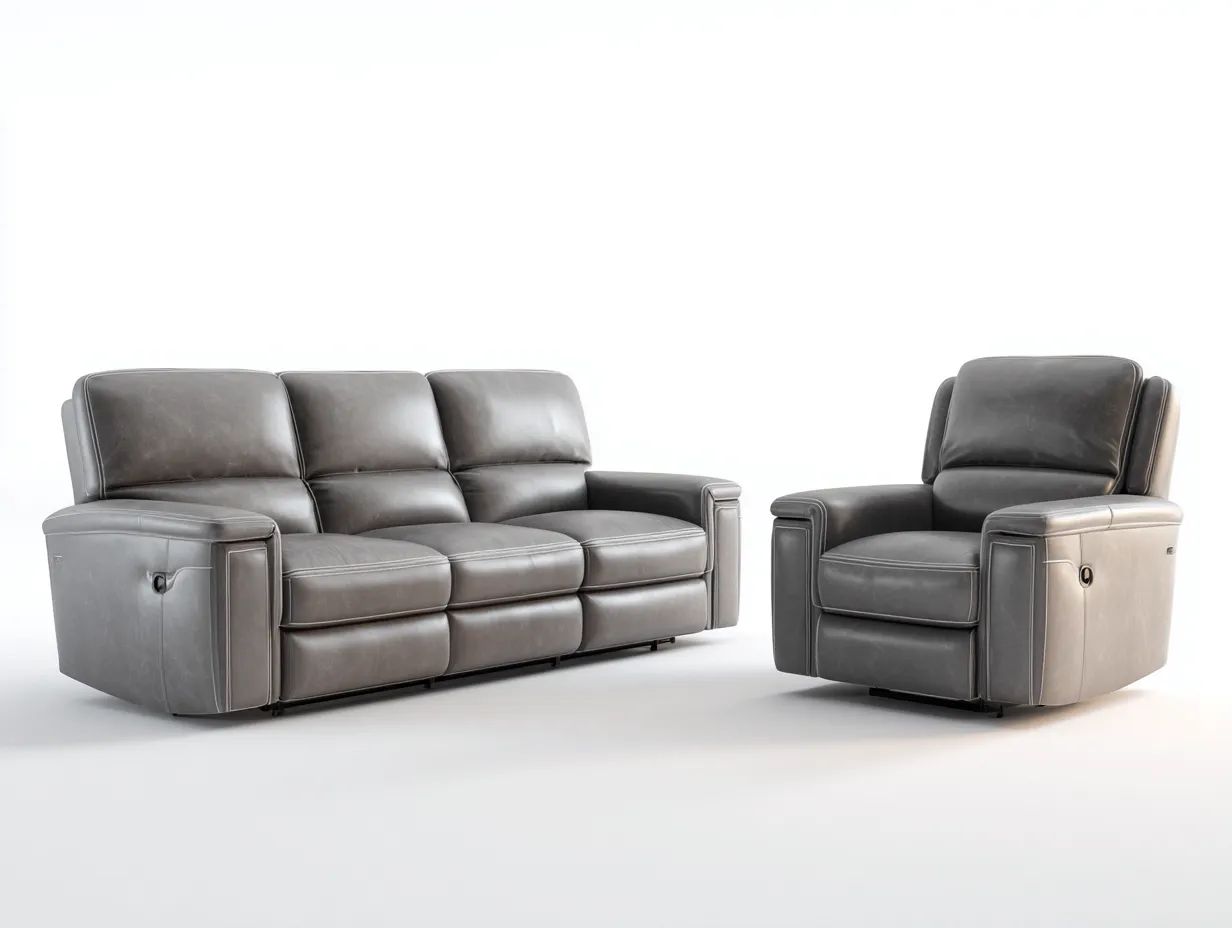 Conjunto de sofás reclinables cuero sintético 210x95x100 cm - Gris oscuro - Diseño moderno reclinable para sala de estar-Cozymyhaus