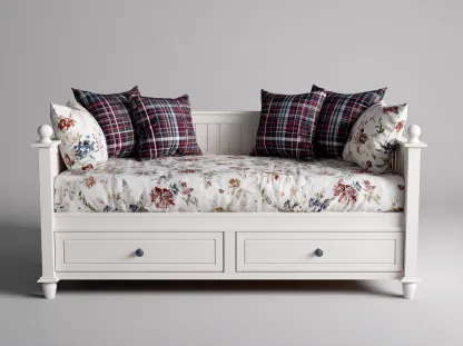 Sofá cama individual de madera 208x96x85 cm - blanco - con cajones de almacenamiento diseño clásico moderno-Cozymyhaus