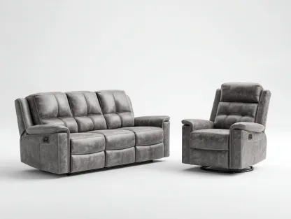 Conjunto de sofás reclinables tapizado 210x95x105 cm gris - diseño moderno con función reclinable-Cozymyhaus