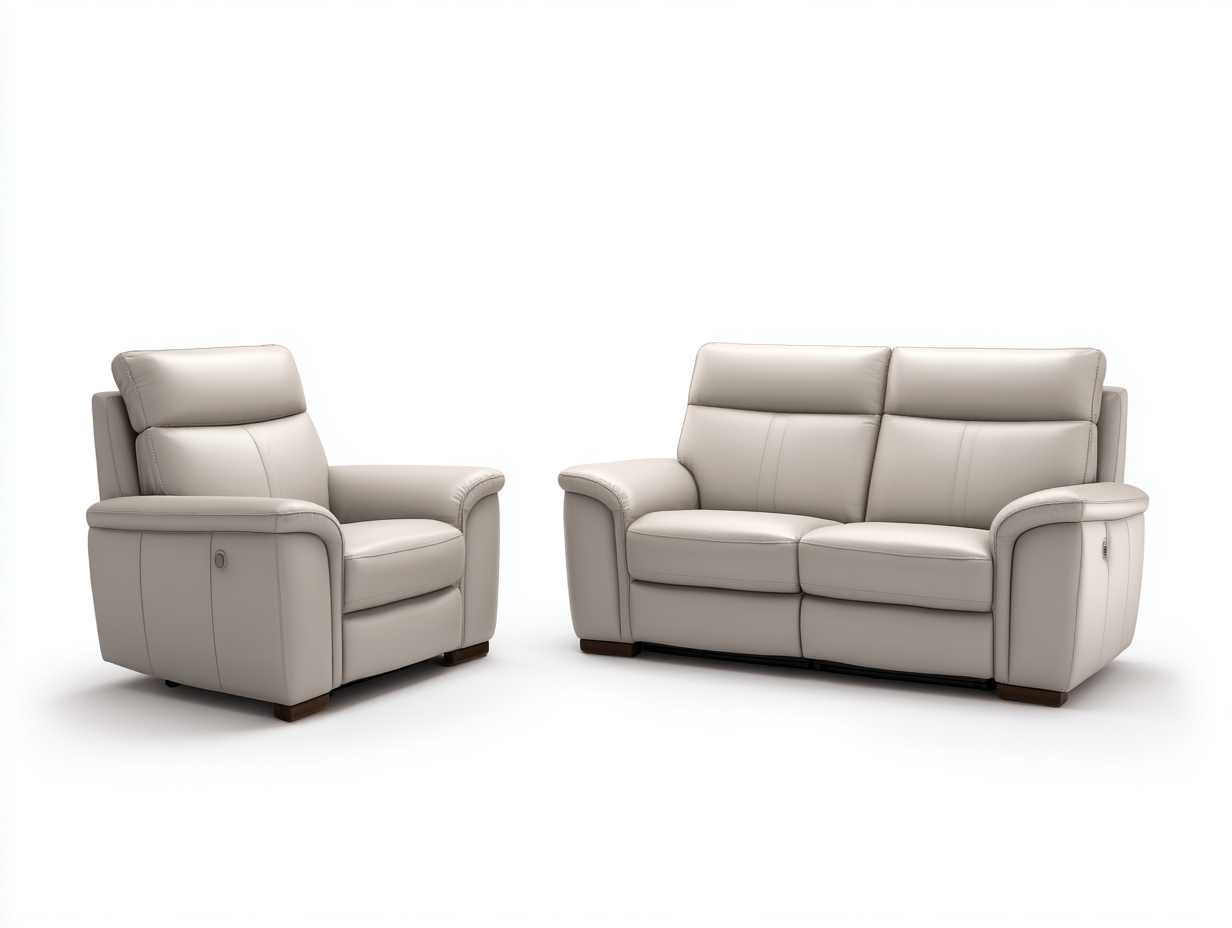 Conjunto de sofás reclinables cuero sintético 200x95x100 cm - Beige - Diseño moderno reclinable para sala de estar-Cozymyhaus