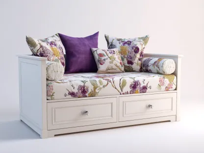 Sofás cama de madera 100x40x80 cm - blanco - 2 cajones - diseño clásico-Cozymyhaus