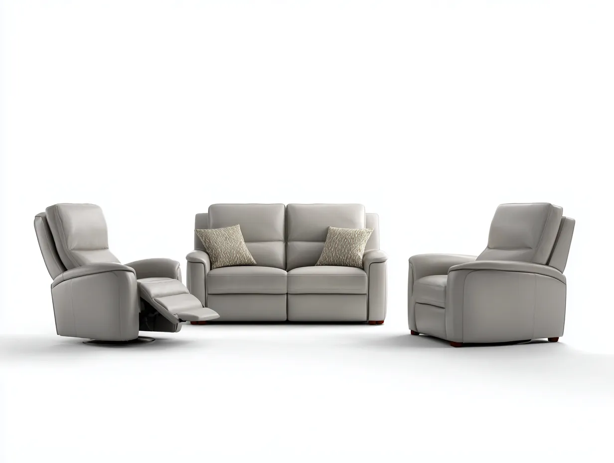 Conjunto de sofás reclinables cuero sintético 160x95x100 cm gris claro para salón - diseño moderno-Cozymyhaus