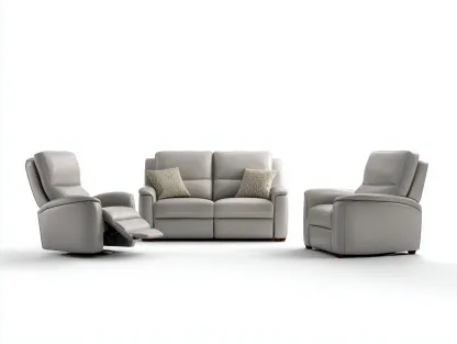 Conjunto de sofás reclinables cuero sintético 160x95x100 cm gris claro para salón - diseño moderno-Cozymyhaus