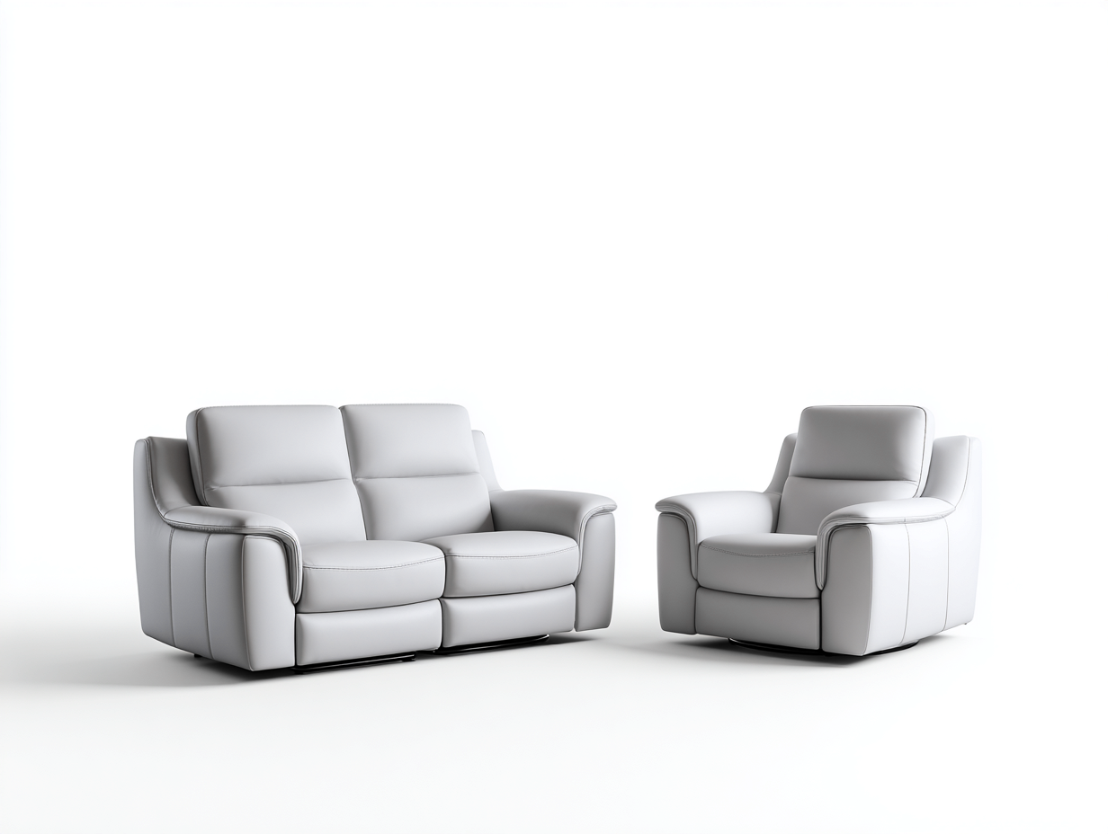 Conjunto de sofás reclinables tapizado 185x95x105 cm gris claro - diseño moderno con función reclinable-Cozymyhaus