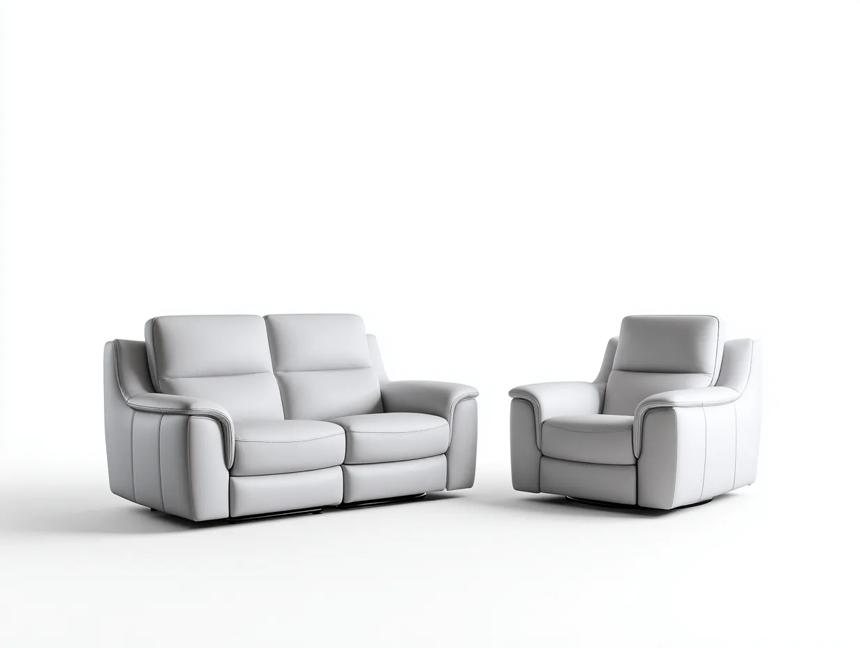 Conjunto de sofás reclinables tapizado 185x95x105 cm gris claro - diseño moderno con función reclinable-Cozymyhaus