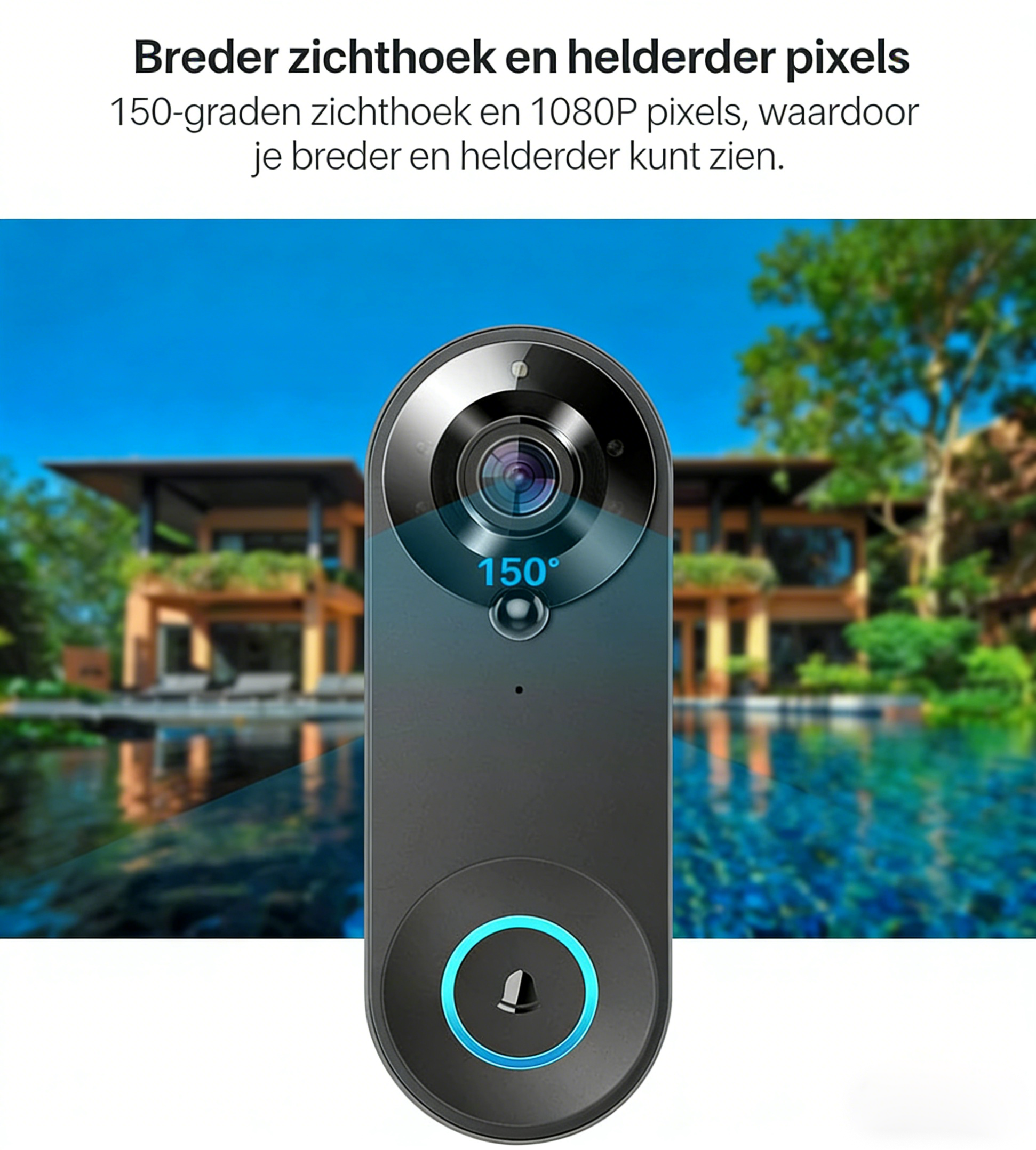 Draadloze deurbelcamera met nachtzicht in hoge resolutie