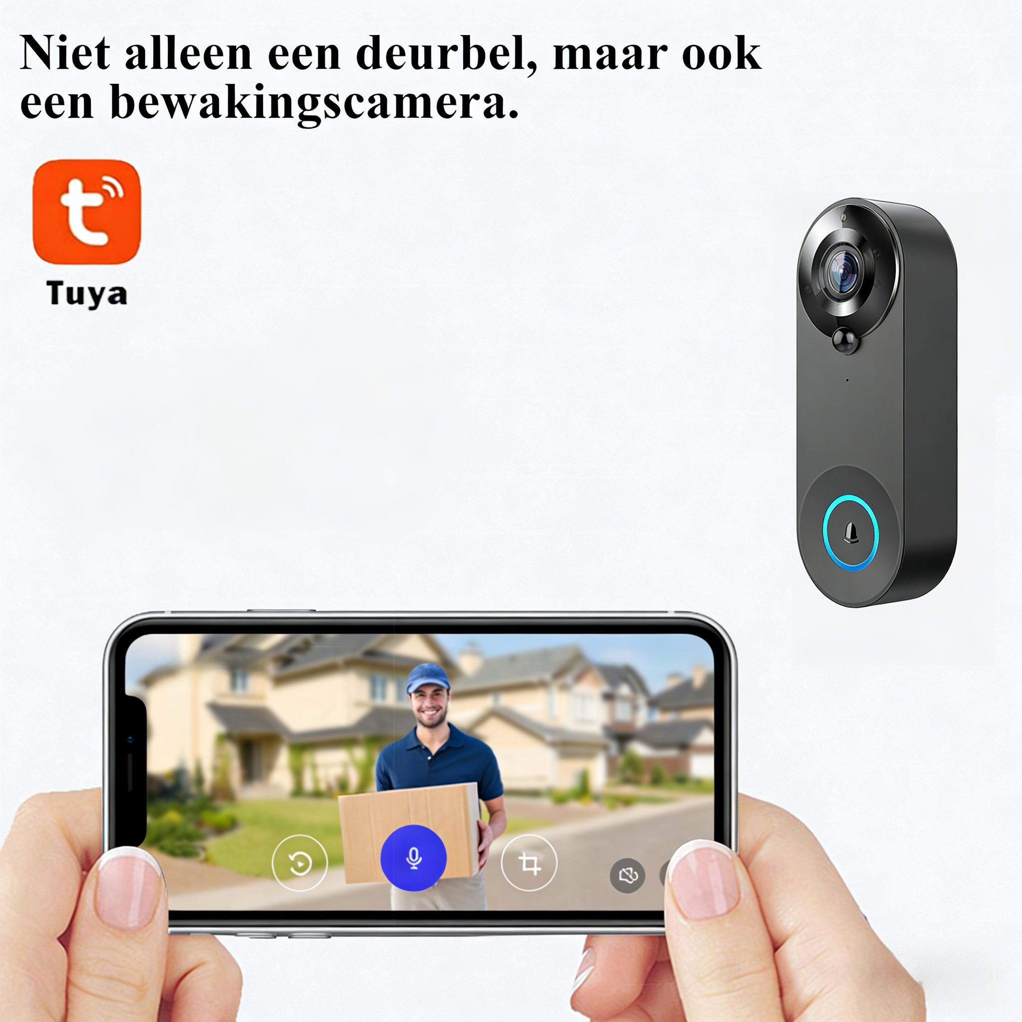 Draadloze deurbelcamera met nachtzicht in hoge resolutie