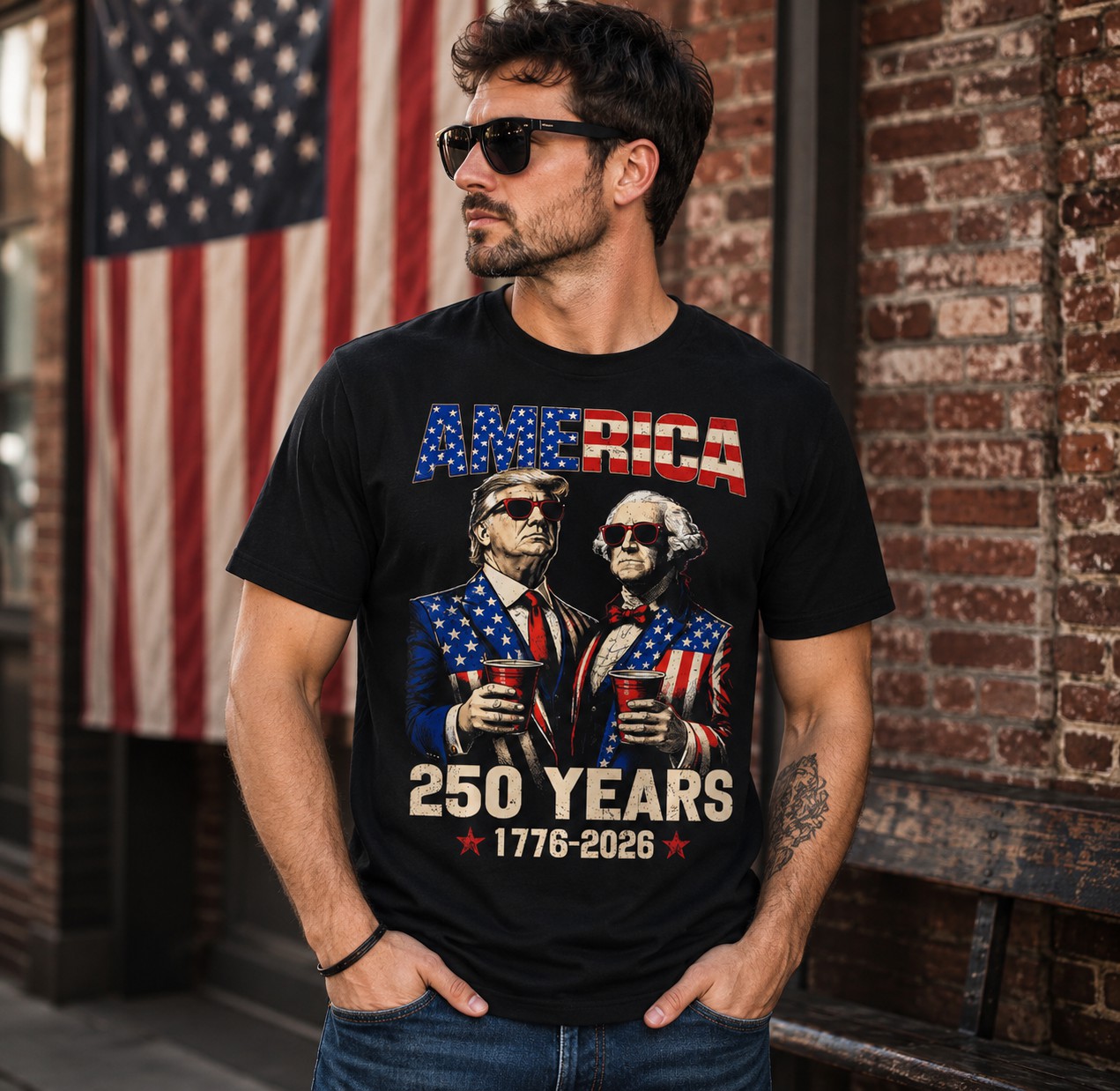 America 250 Years Patriotic Graphic T-Shirt – 1776–2026 Independence Anniversary Tee