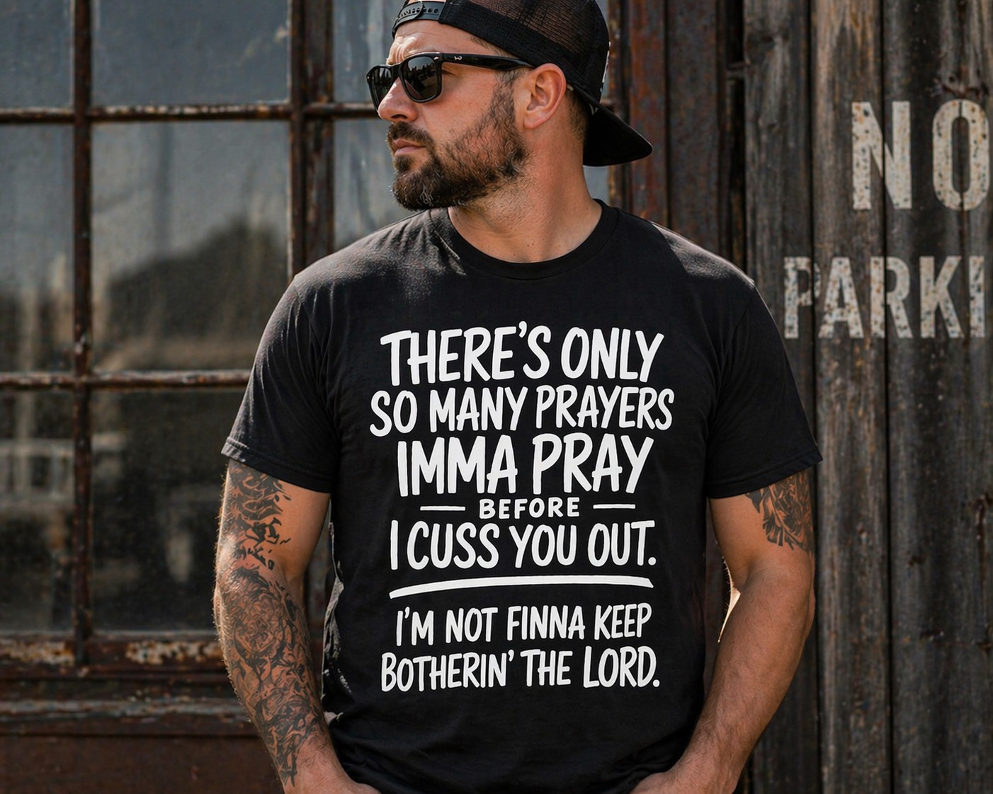 Faith Humor Graphic Men's T-Shirt – Imma Pray Before I Cuss You Out Vintage Christian Casual Tee
