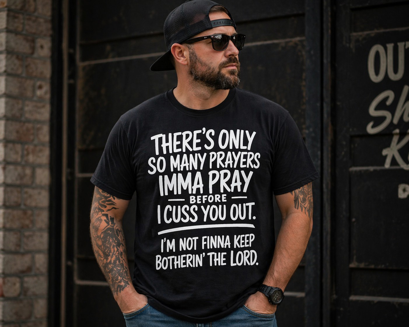 Faith Humor Graphic Men's T-Shirt – Imma Pray Before I Cuss You Out Vintage Christian Casual Tee