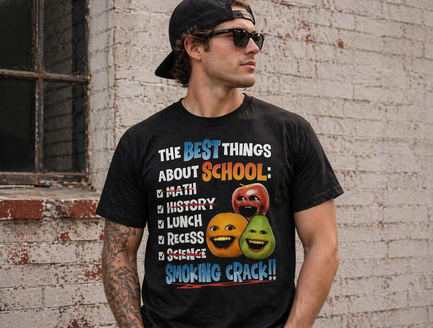 Funny School Meme Graphic Men's T-Shirt – The Best Things About School Vintage Casual Statement Tee