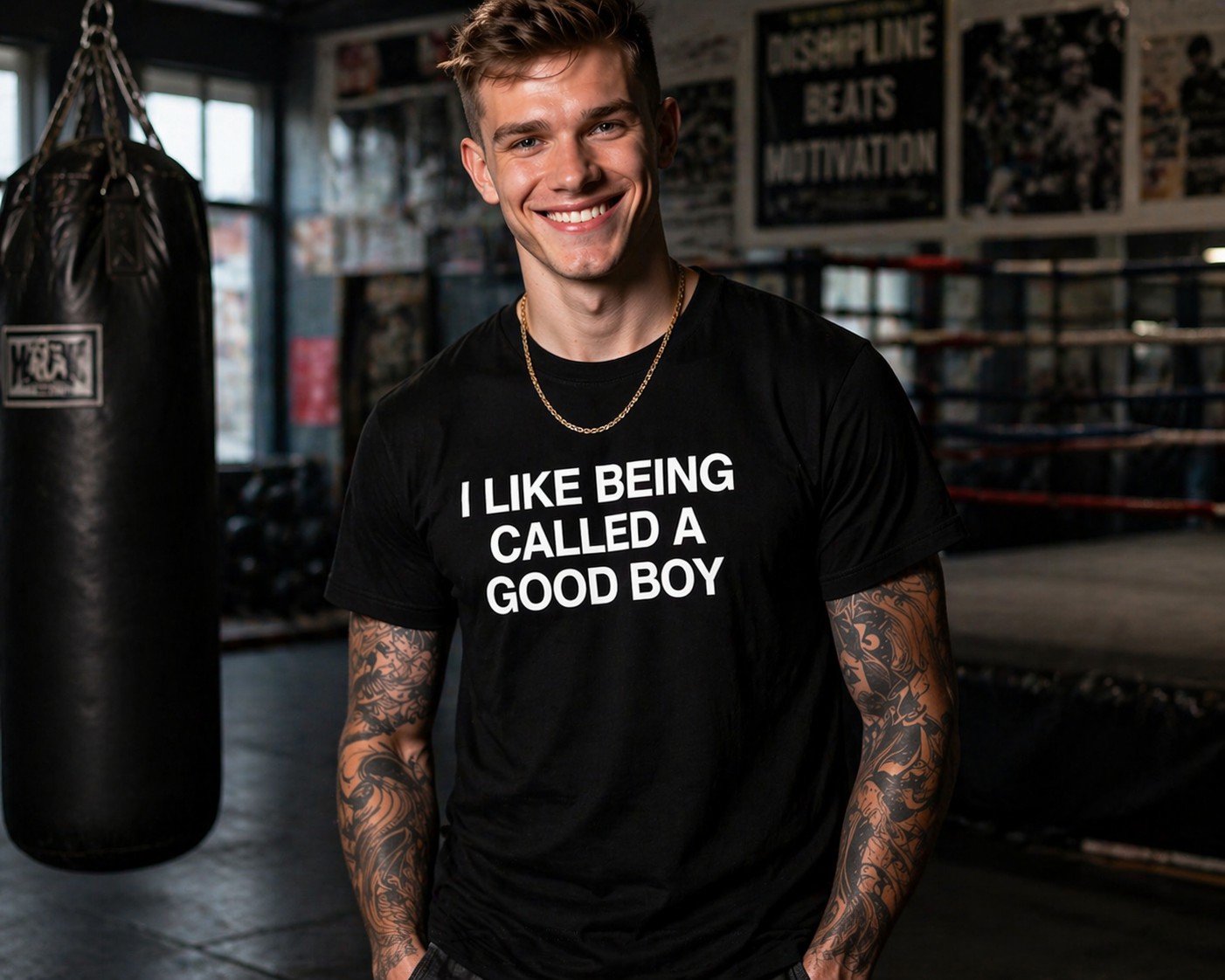 Funny Quote Graphic Men's T-Shirt – I Like Being Called a Good Boy Casual Gym Streetwear Tee