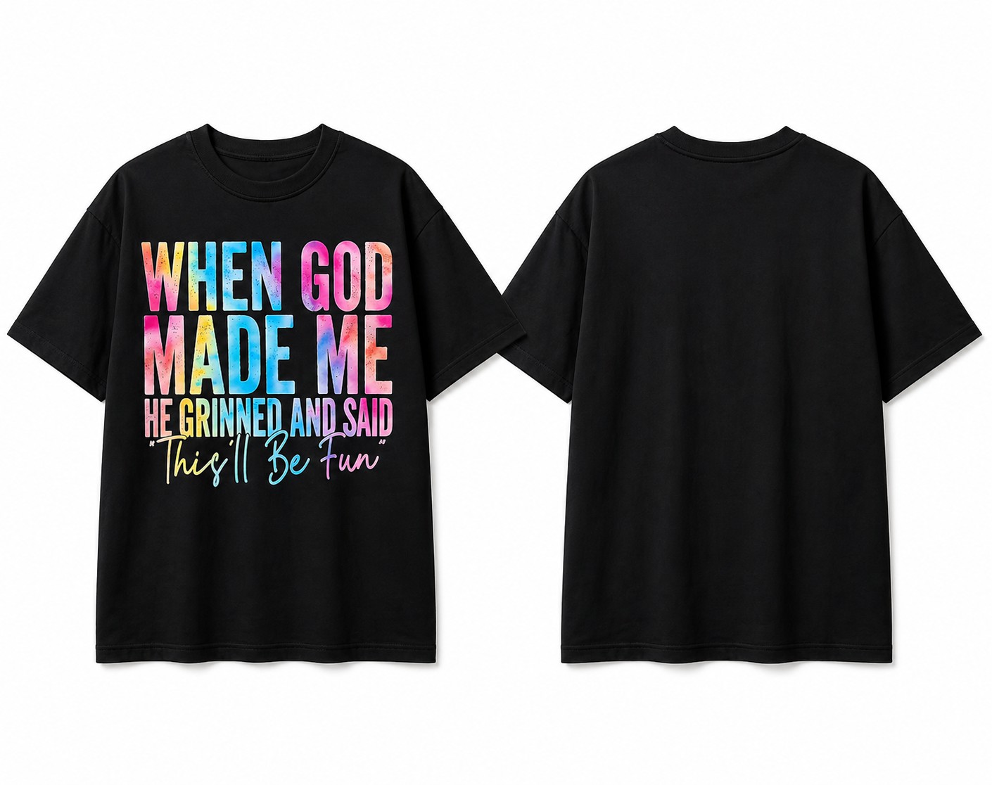 When God Made Me He Grinned Christian Graphic Tee – Funny Faith Vintage T-Shirt