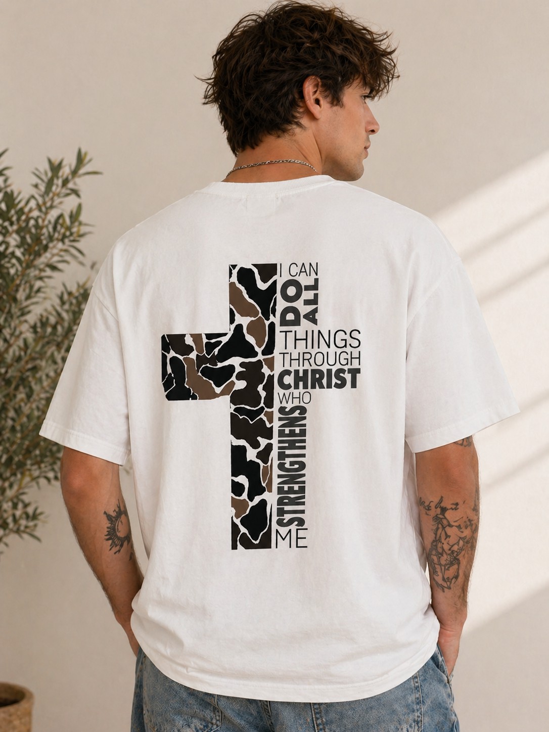 I Can Do All Things Through Christ Cross Graphic Tee – Christian Faith Unisex Vintage T-Shirt
