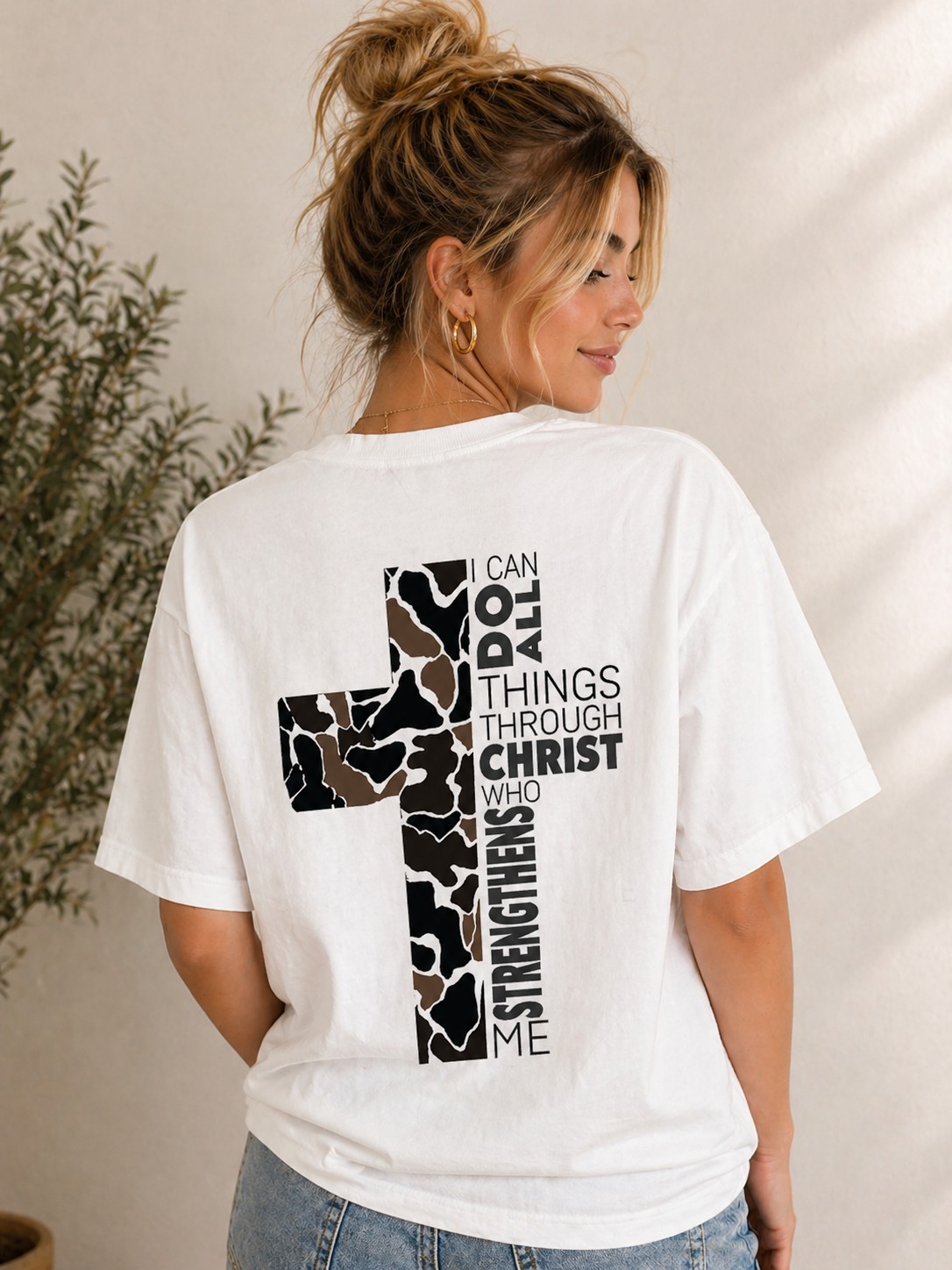 I Can Do All Things Through Christ Cross Graphic Tee – Christian Faith Unisex Vintage T-Shirt