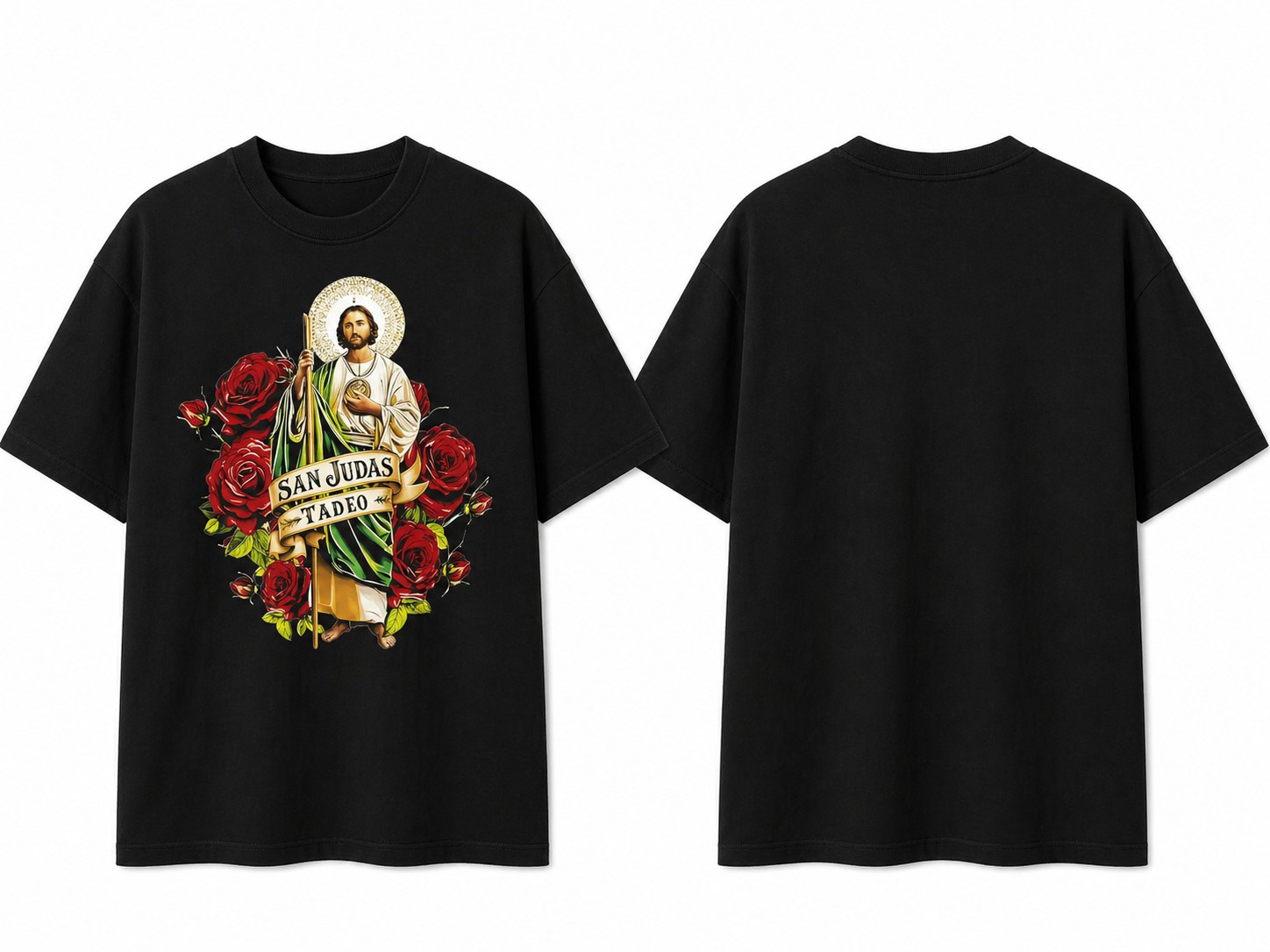 San Judas Tadeo Rose Graphic Tee – Catholic Saint Faith Unisex Vintage T-Shirt