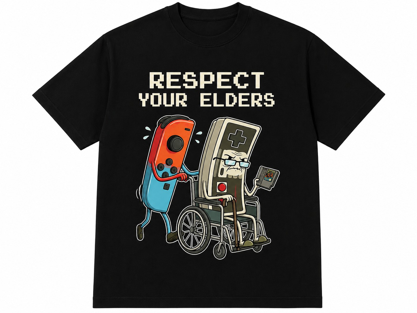 Funny Gamer Graphic Men's T-Shirt – Respect Your Elders Retro Console Casual Streetwear Tee