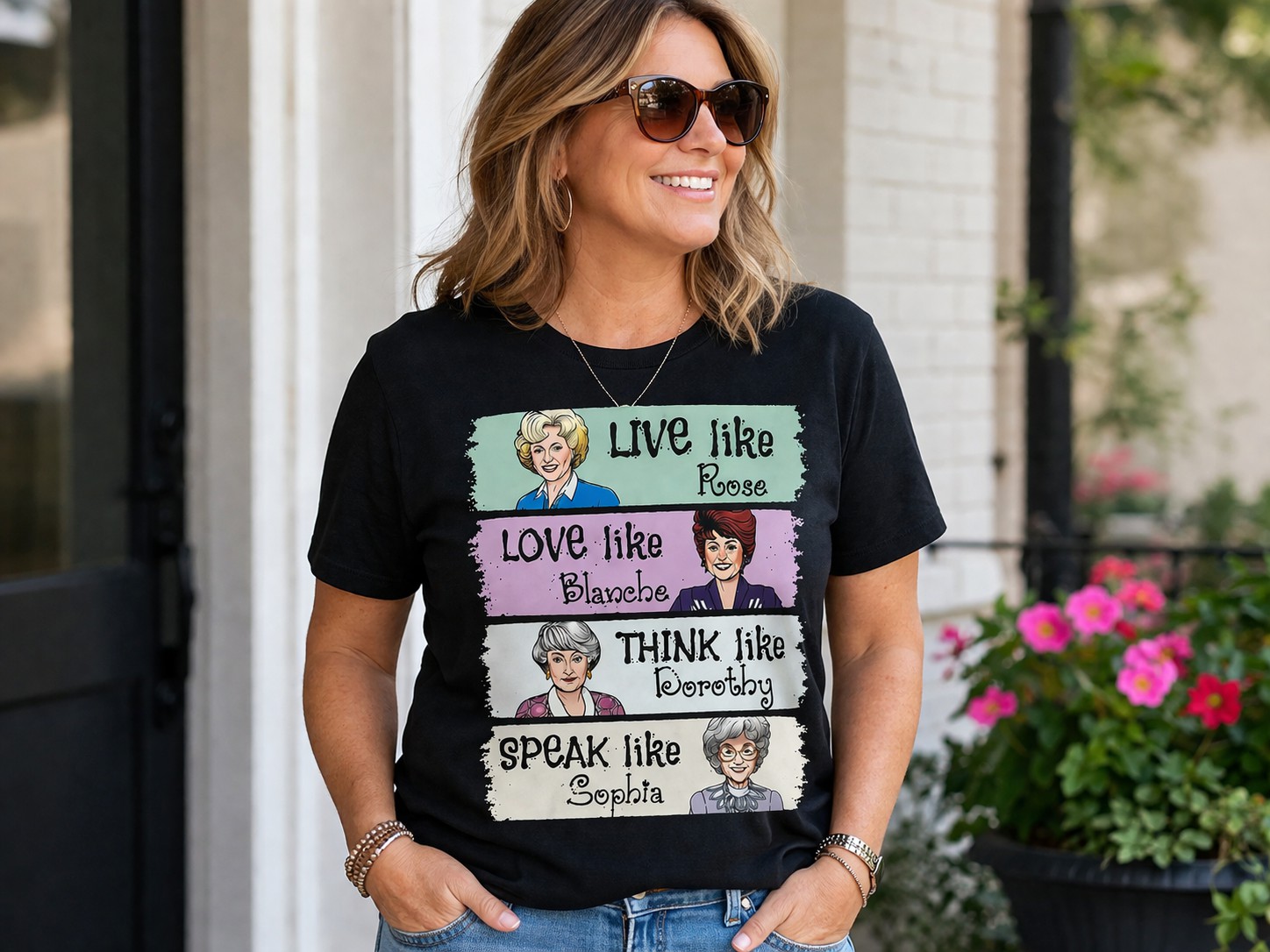 Golden Girls Inspired Women's T-Shirt – Live Like Rose Love Like Blanche Graphic Casual Tee