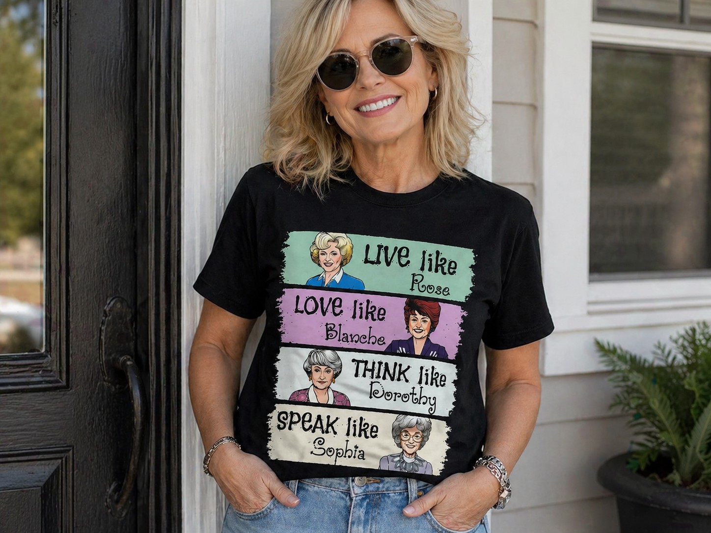 Golden Girls Inspired Women's T-Shirt – Live Like Rose Love Like Blanche Graphic Casual Tee
