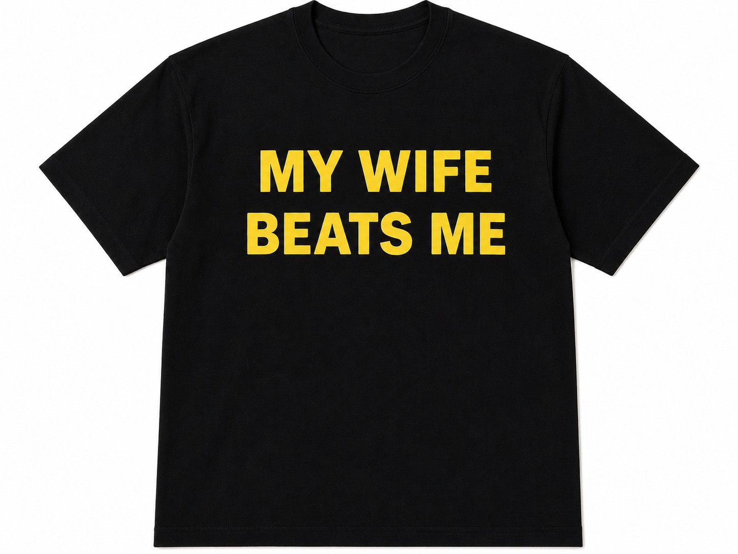 Funny Husband Quote Men's T-Shirt – My Wife Beats Me Casual Humor Graphic Statement Tee