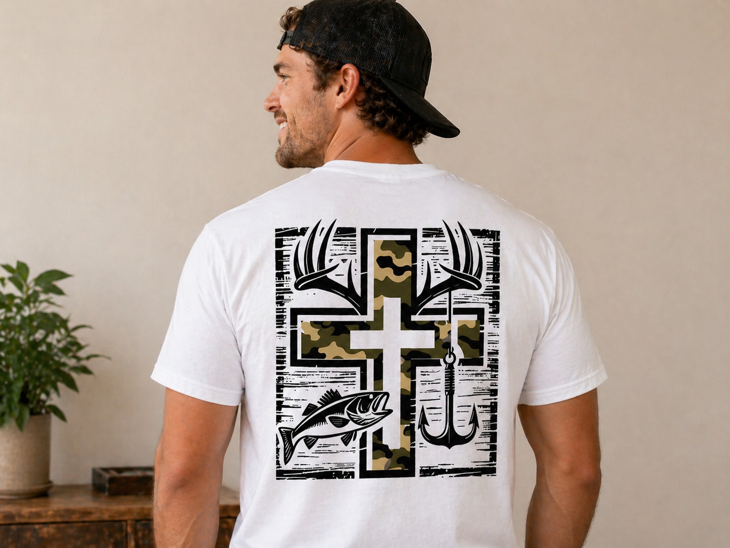 Faith Outdoors Cross Graphic T-Shirt – Hunting Fishing Christian Tee