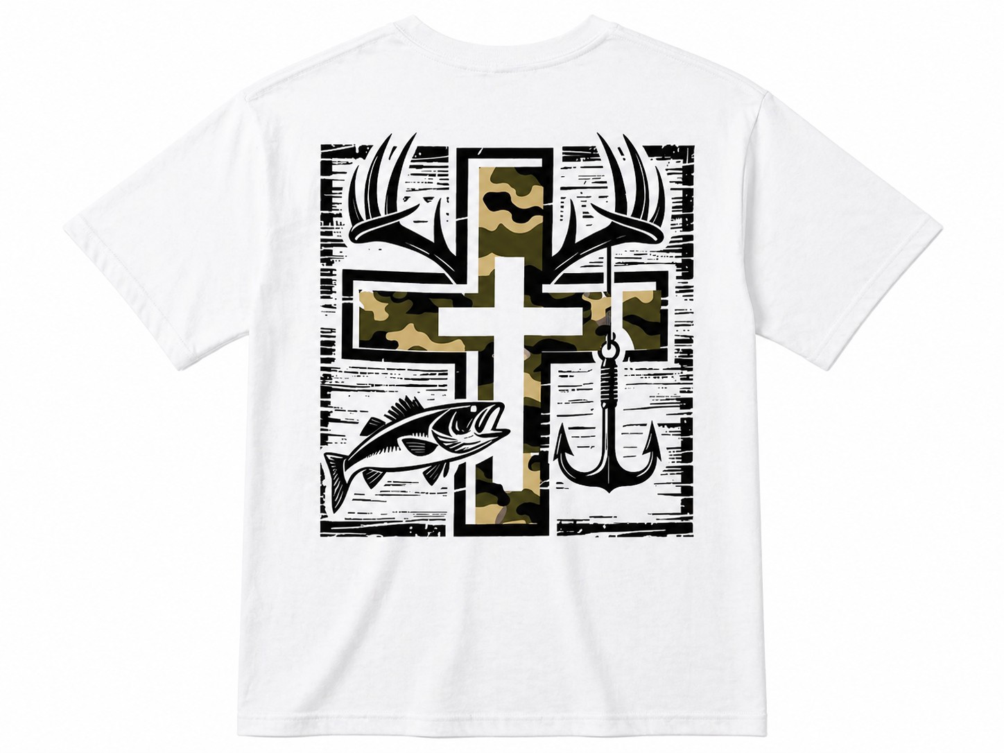 Faith Outdoors Cross Graphic T-Shirt – Hunting Fishing Christian Tee