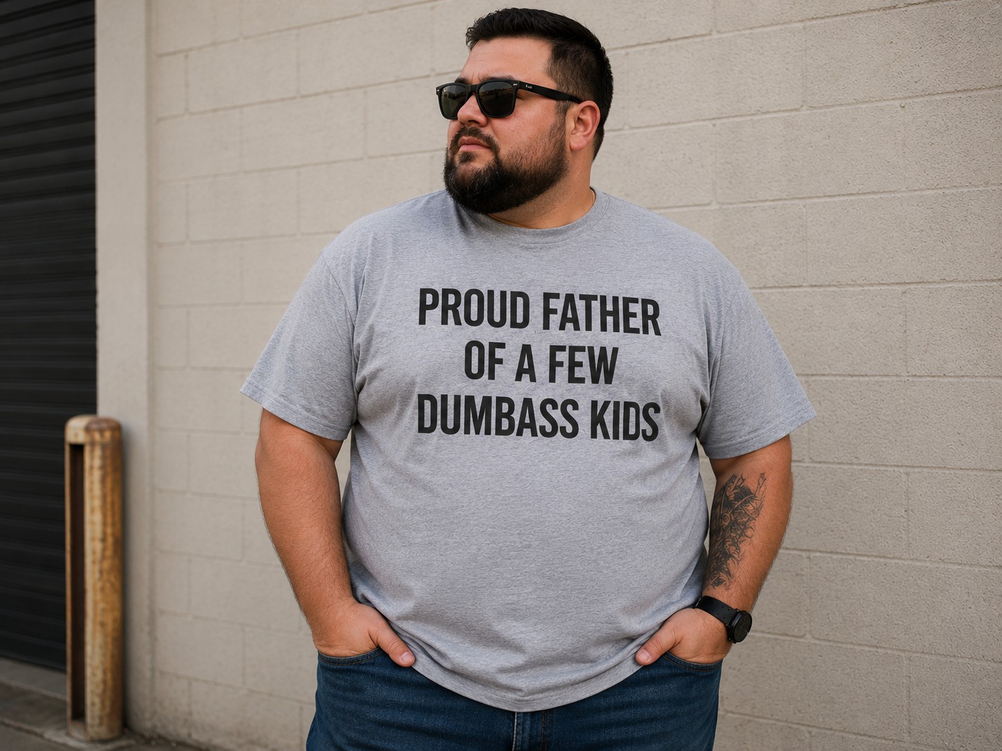 Proud Father of a Few Dumbass Kids Funny Dad T-Shirt | Sarcastic Father Tee