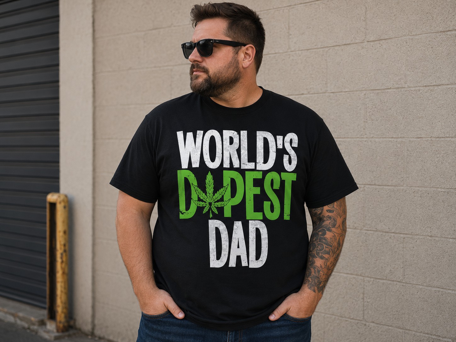 World’s Dopest Dad Graphic T-Shirt – Funny Cannabis Leaf Tee for Cool Fathers