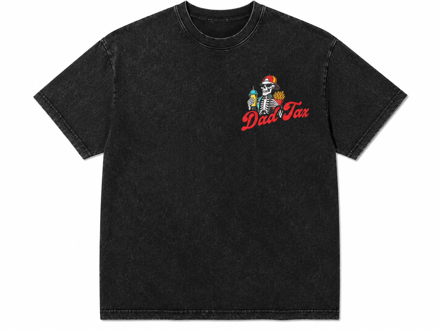 Dad Tax Funny Skeleton Graphic T-Shirt – Vintage Washed Oversized Dad Tee