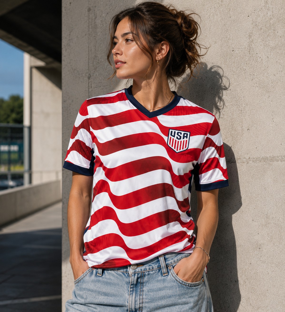 USA Wave Stripe Soccer Jersey 2026 – Unisex Fan Edition