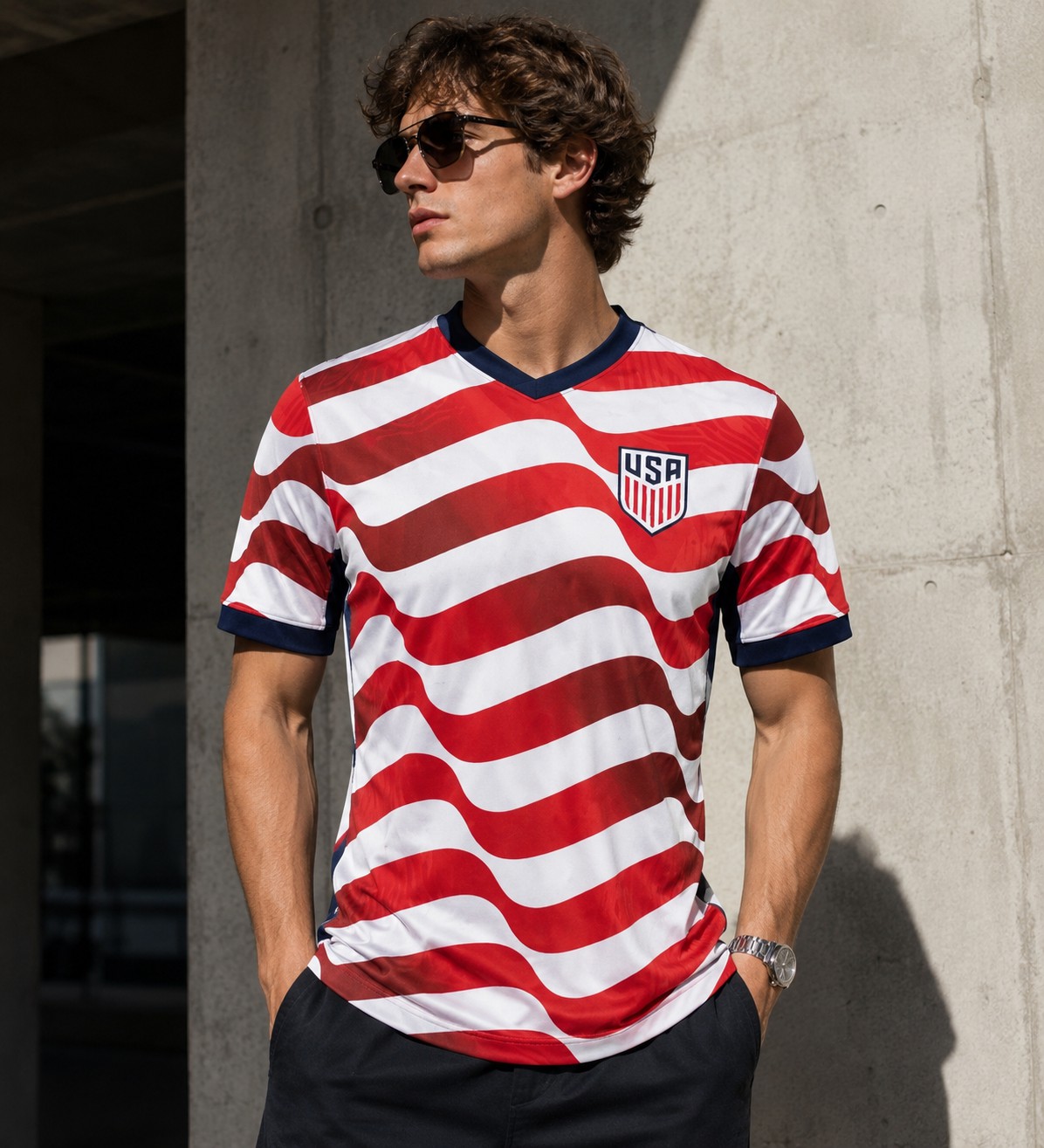 USA Wave Stripe Soccer Jersey 2026 – Unisex Fan Edition