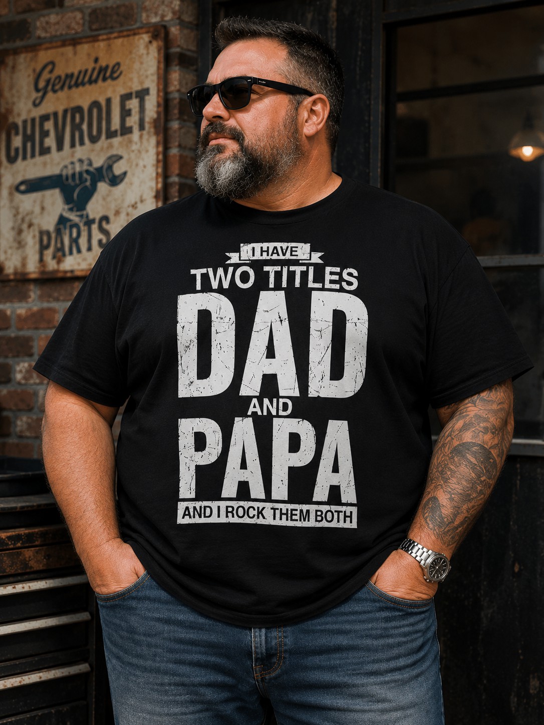 “I Have Two Titles: Dad & Papa” Funny Graphic T-Shirt – Vintage Father’s Day Tee