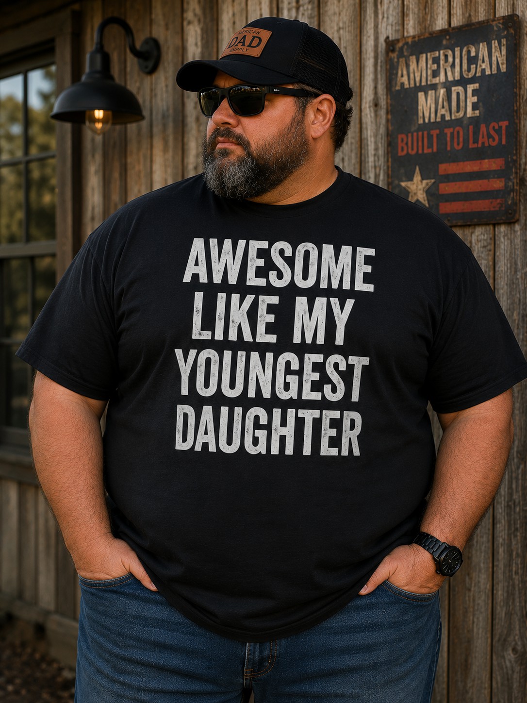 “Awesome Like My Youngest Daughter” Funny Dad Graphic T-Shirt – Proud Girl Dad Tee