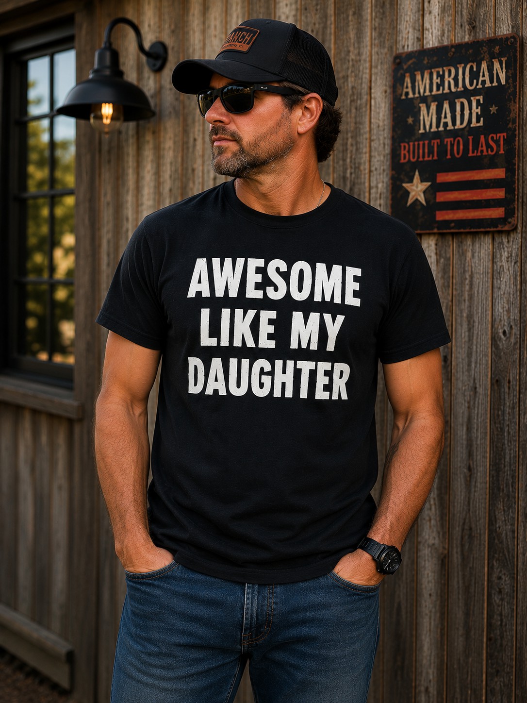 “Awesome Like My Daughter” Funny Dad Graphic T-Shirt – Proud Girl Dad Tee