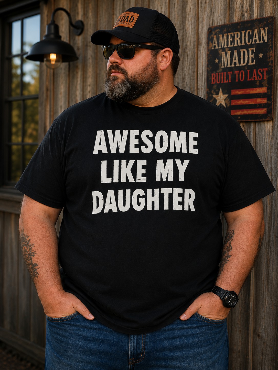 “Awesome Like My Daughter” Funny Dad Graphic T-Shirt – Proud Girl Dad Tee