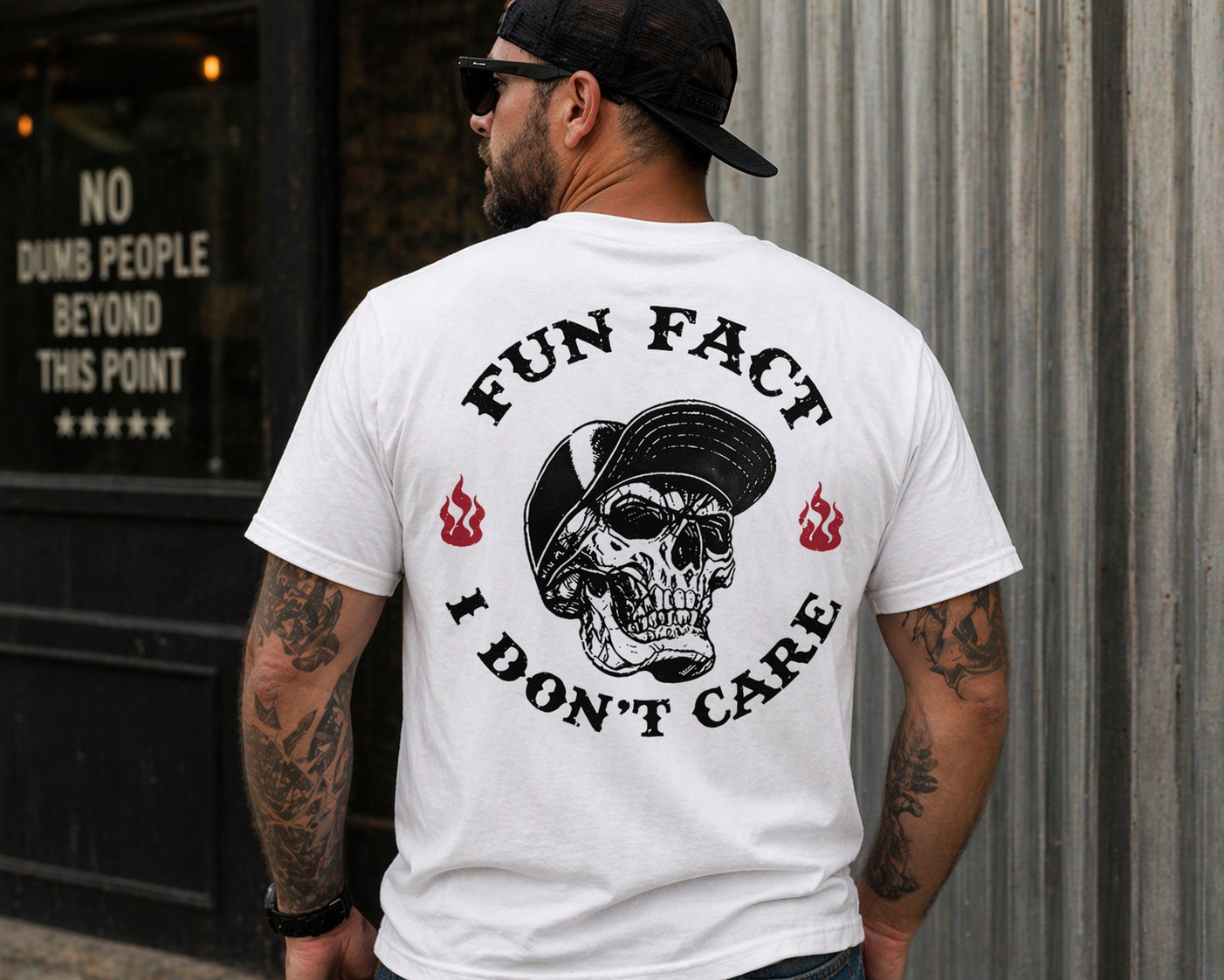 Funny Skull Graphic Men's T-Shirt – Fun Fact I Don’t Care Vintage Casual Streetwear Tee