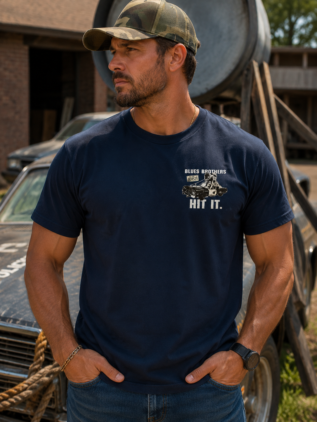Vintage Americana Patrol Car Graphic T-Shirt – Retro Road Show Tee