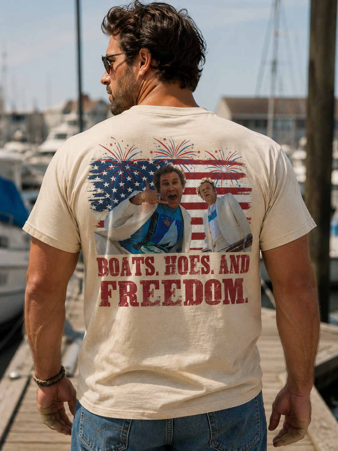 Vintage Freedom & Boat Life Graphic T-Shirt – Retro Summer Party Tee