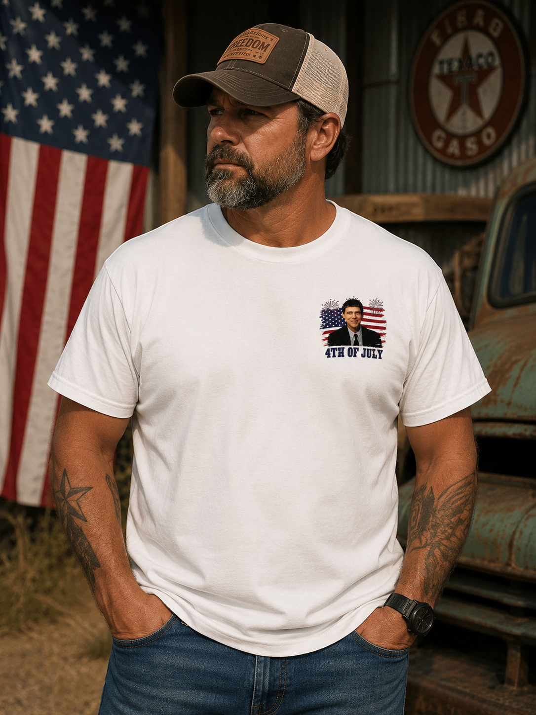 Red White & Blue Graphic T-Shirt – Patriotic Summer Celebration Tee