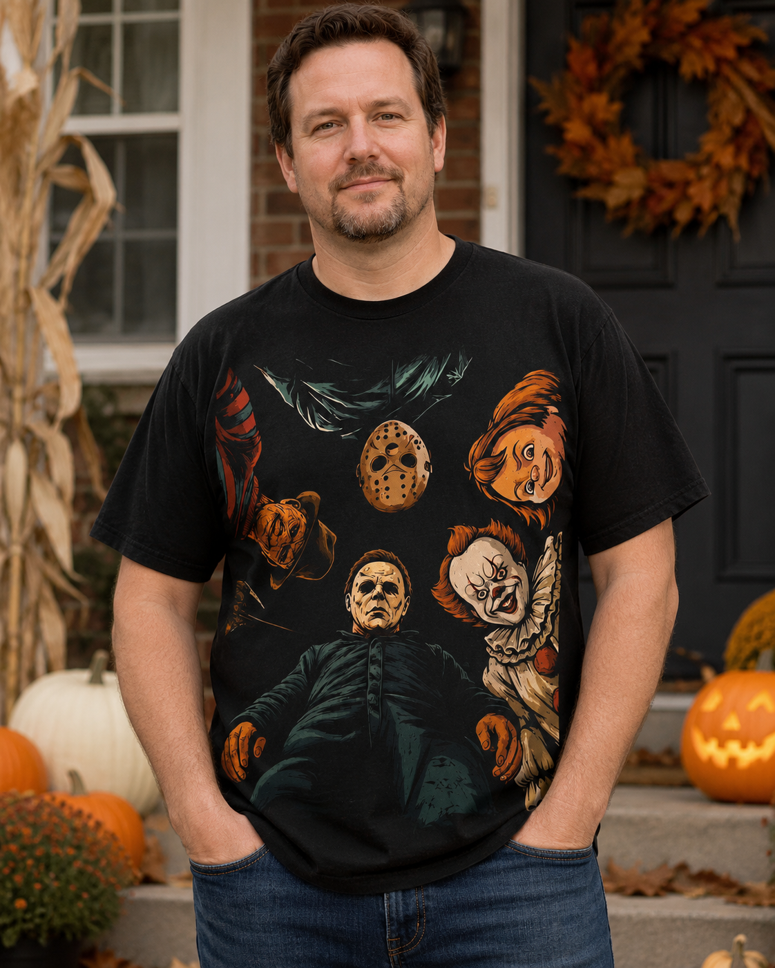 Vintage Horror Movie Inspired Graphic T-Shirt – Classic Slasher Style Halloween Streetwear Tee
