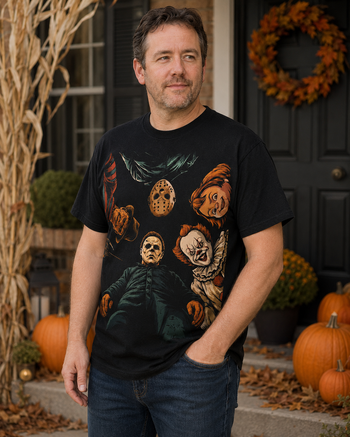 Vintage Horror Movie Inspired Graphic T-Shirt – Classic Slasher Style Halloween Streetwear Tee