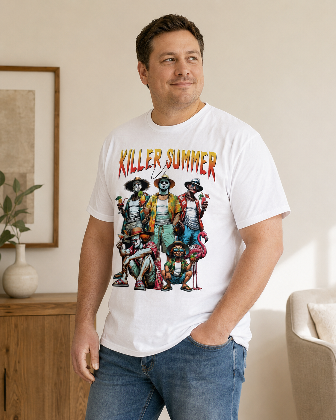 Killer Summer Vibes Graphic T-Shirt – Vintage Horror Inspired Summer Vacation Tee