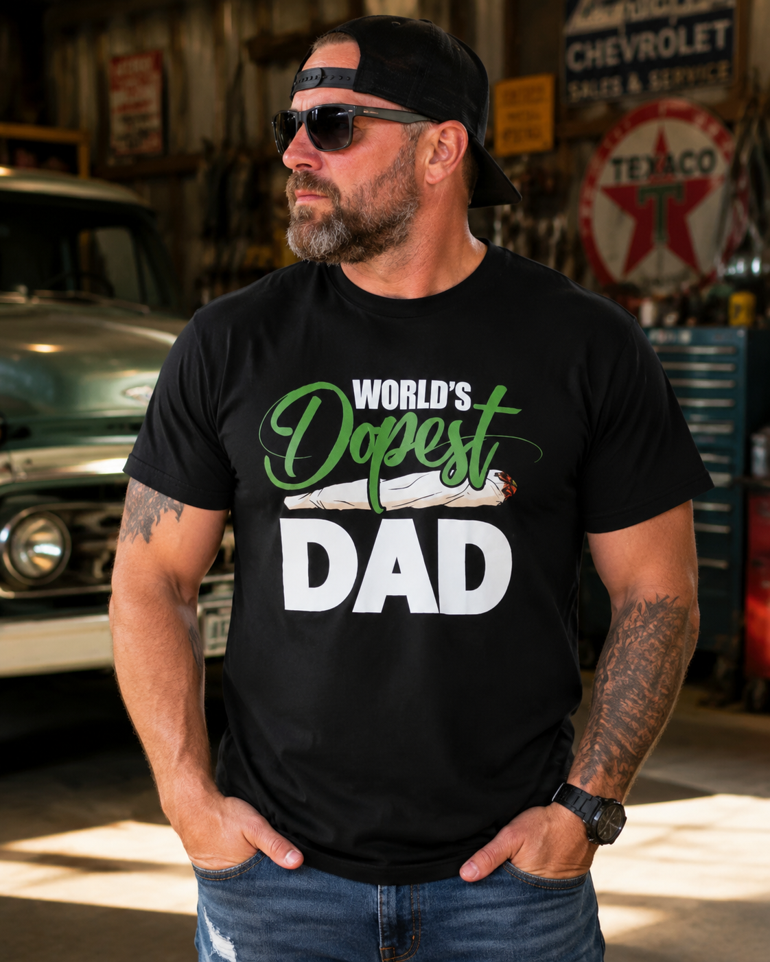 World’s Dopest Dad Graphic Tee – Funny Father Statement Shirt For Cool Dads