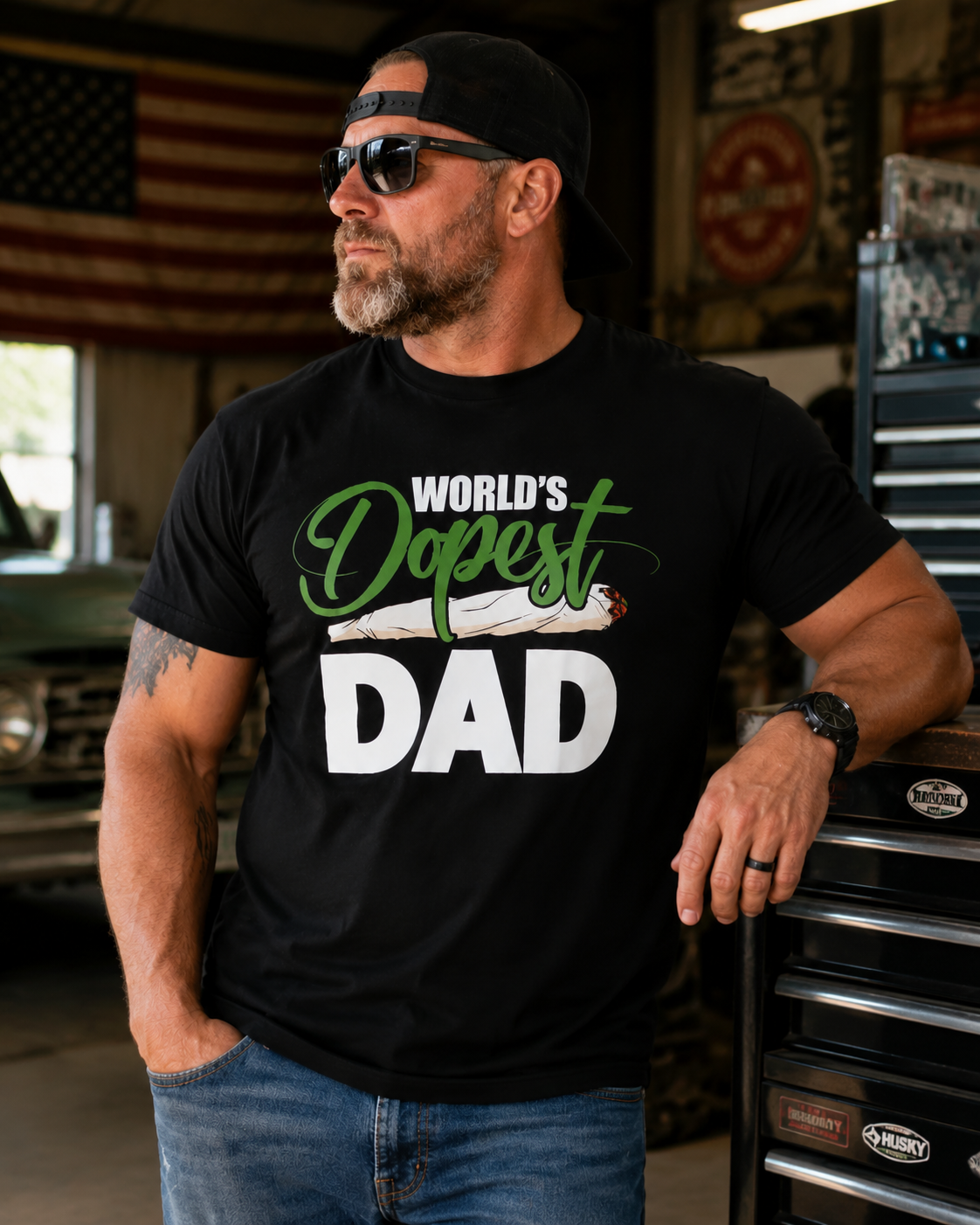 World’s Dopest Dad Graphic Tee – Funny Father Statement Shirt For Cool Dads