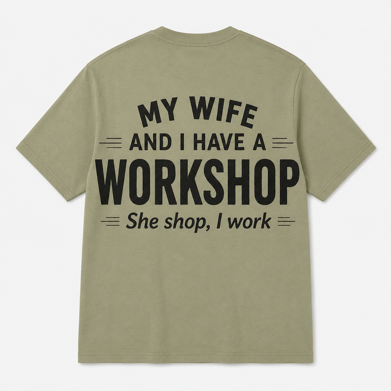 Funny Husband Workshop T-Shirt – Vintage Garage Humor Graphic Tee for DIY Dads & Handyman Men