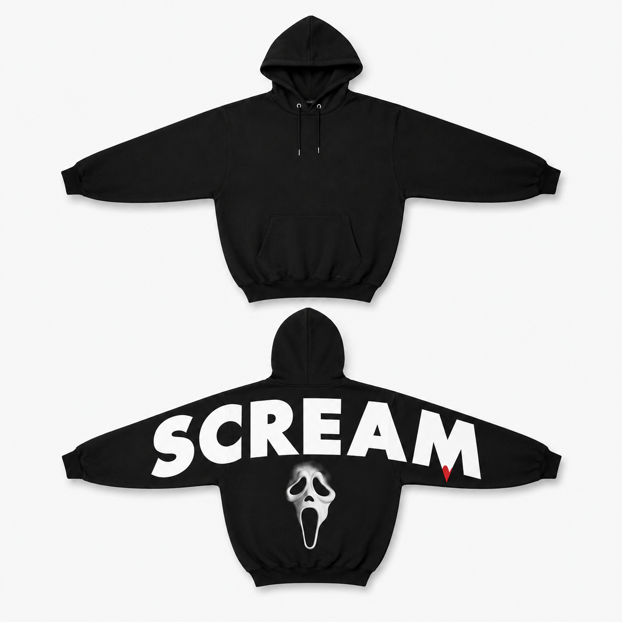 Retro 90's Funny Ghostface Scream Shoulder-to-Shoulder Back Lettering Sweatshirt Hoodie